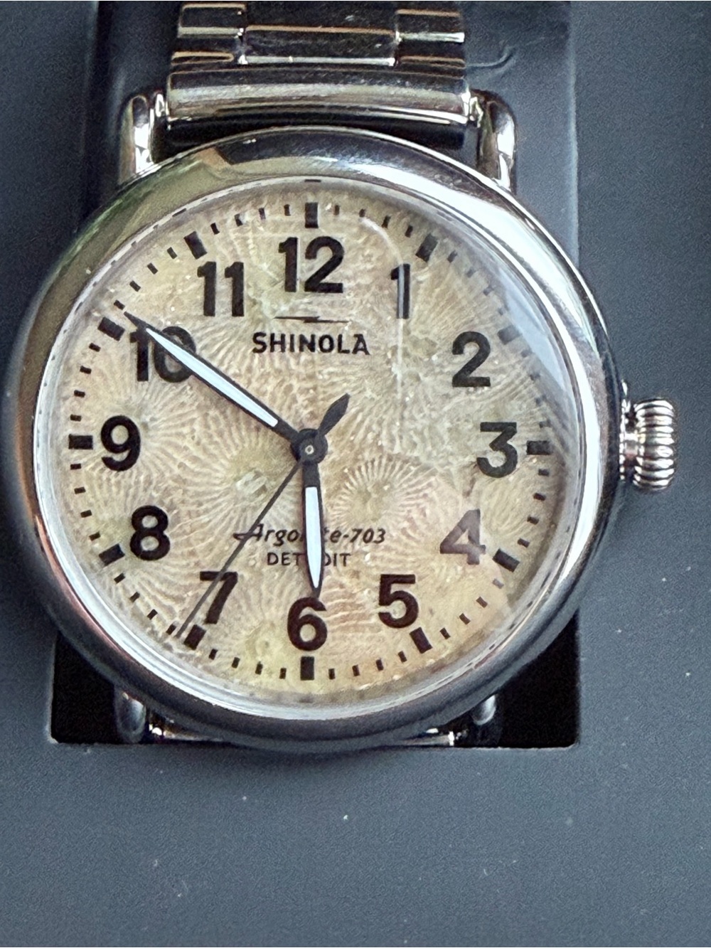Shinola Stainless Silver Watch with Petoskey Stone Dial
